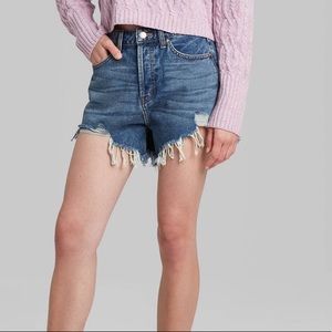 Women’s High Rise Frayed Jean Shorts